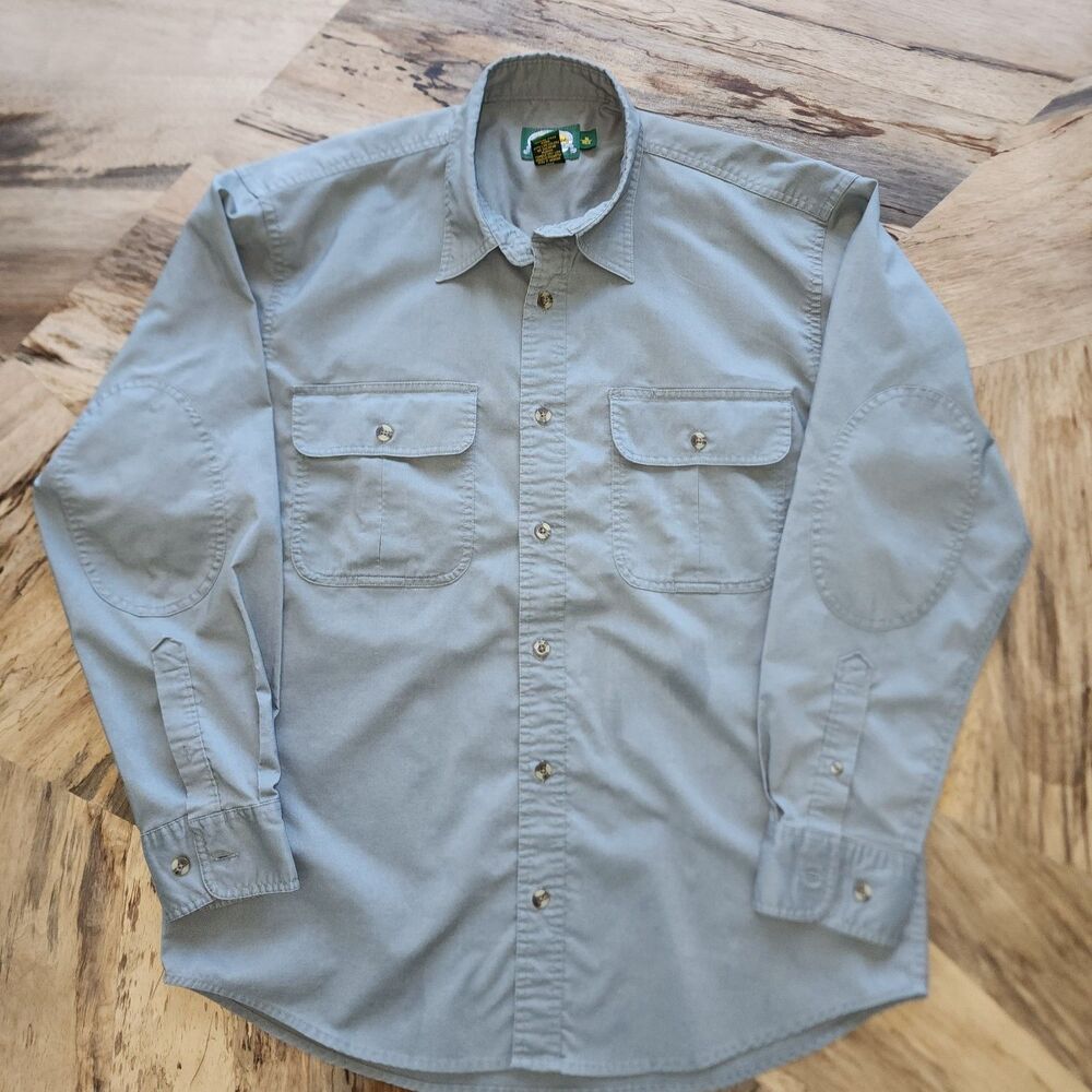Cabela's Long Sleeve Button Up Light Olive Green Shirt Sz M